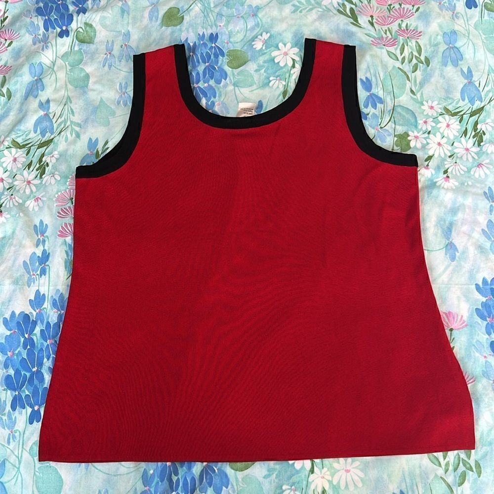 Exclusively Misook Knit Tank Top - L Red & Black - Picture 8 of 8